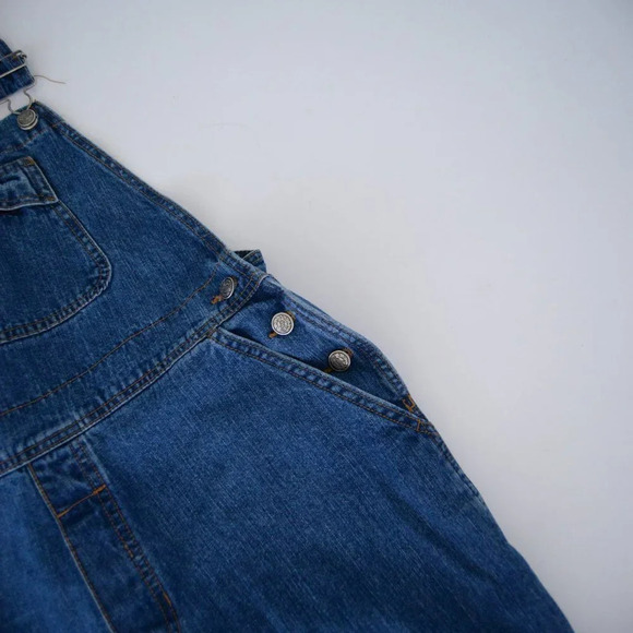 Vintage 80's Long Elegant Legs Blue Denim  Overalls L - Picture 8 of 12